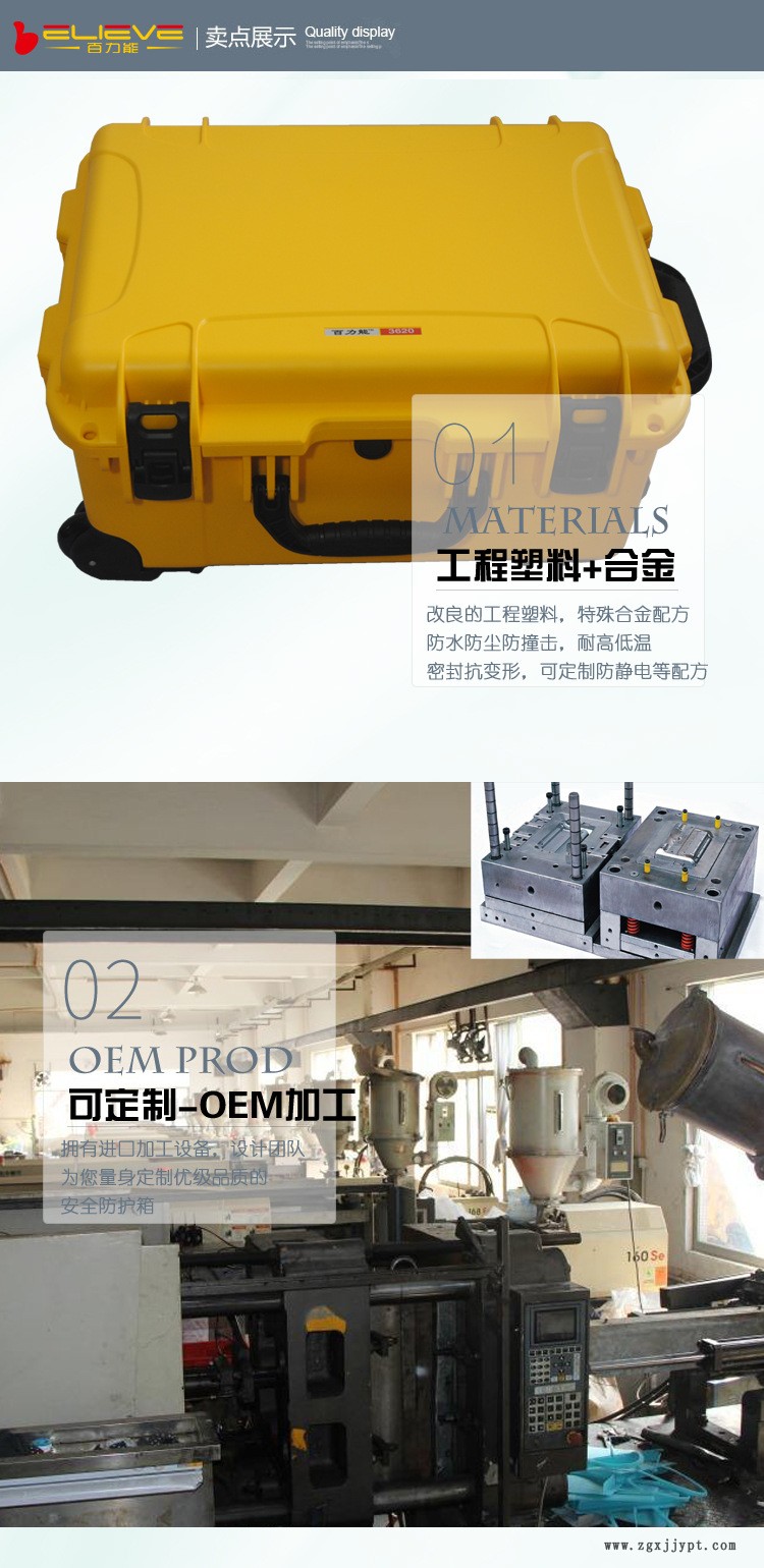 百力能保護箱3620空箱設備儀器儀表箱防水防震防潮攝影器材箱廠家示例圖3