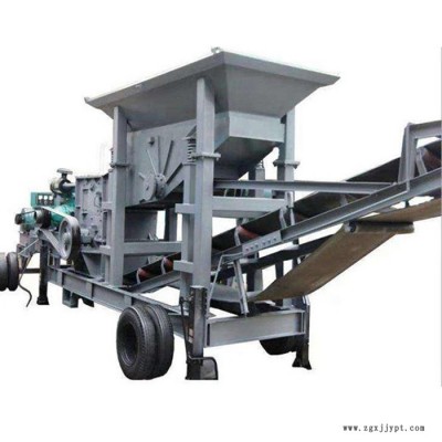 輪胎移動式石料破碎機 復合式建筑垃圾移動破碎機 鵝卵石制砂設備