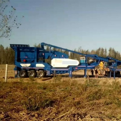 科茂機械移動式石灰石制砂生產線設備 輪胎式石料破碎站 花崗巖移動破碎站